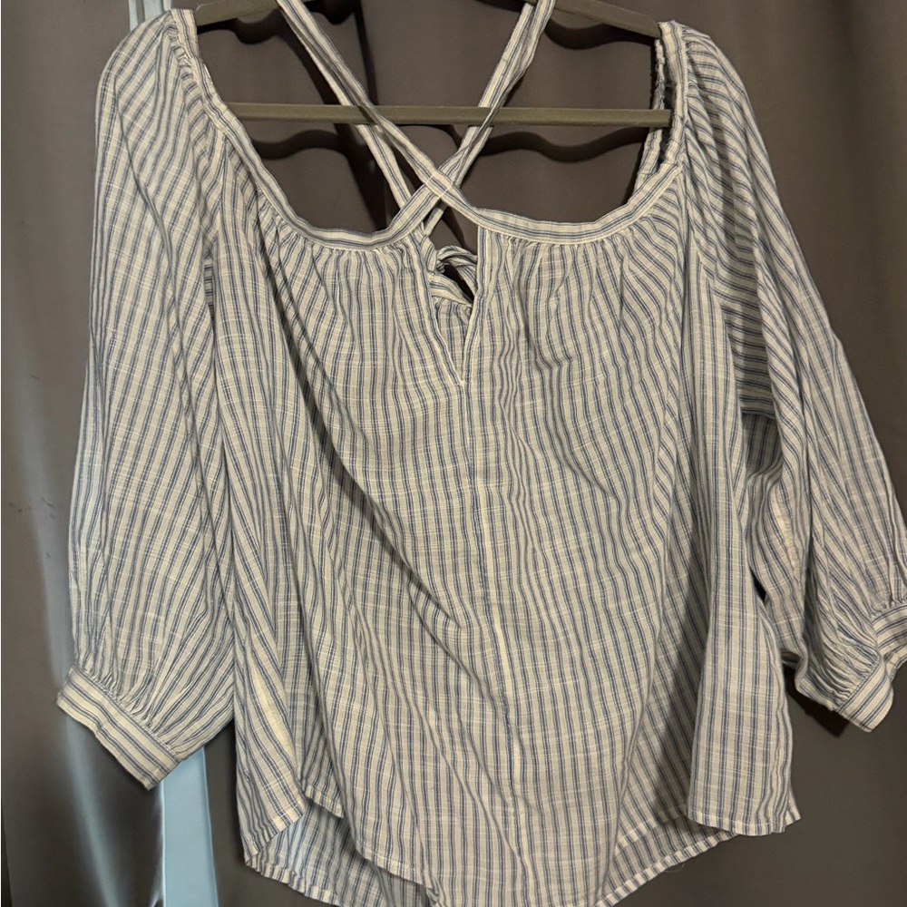 Lucky Brand Blue Striped Blouse